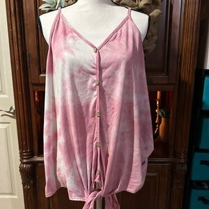 Stylish Pink Tie-Dye Camisole Top